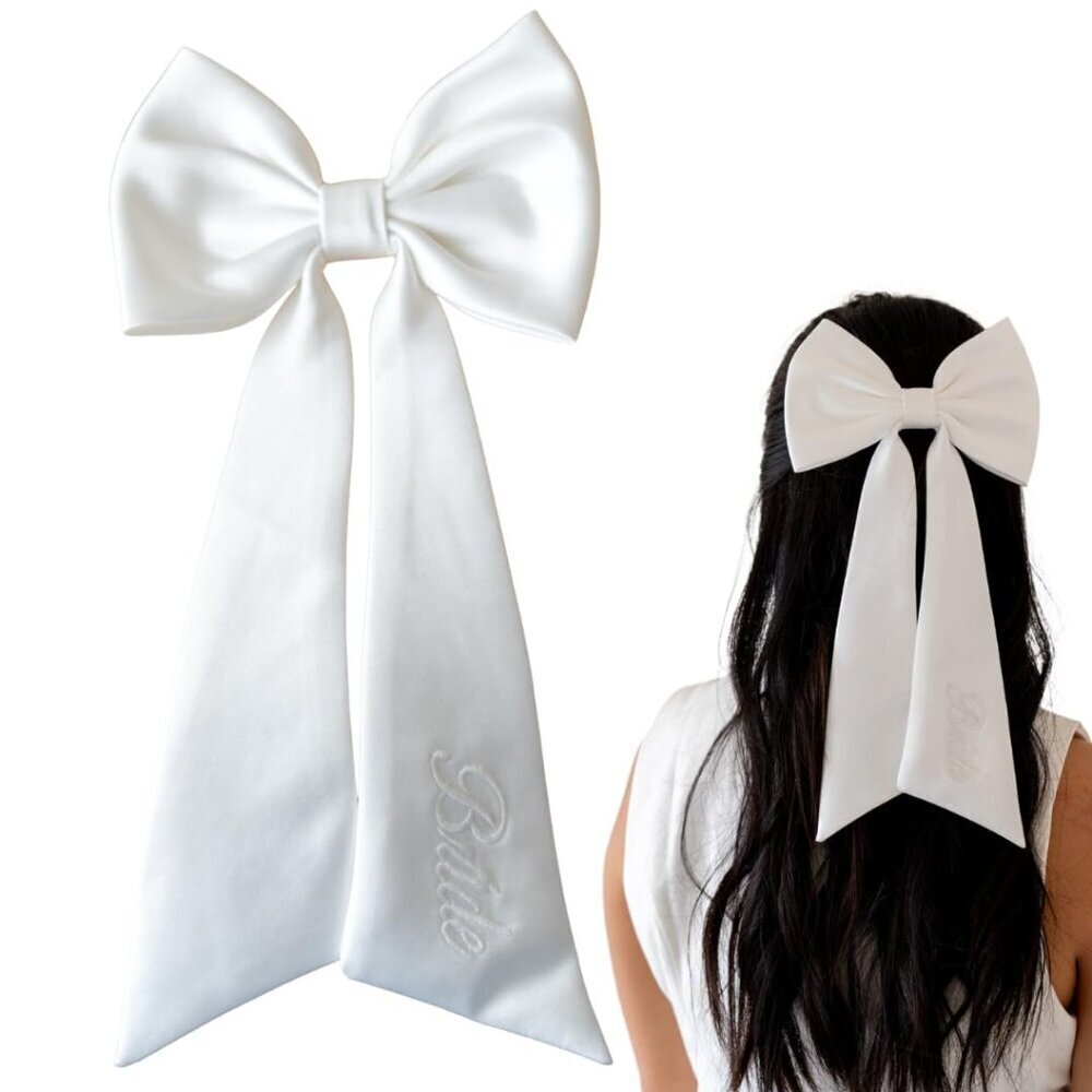 Luxury Satin Wedding Hair Bow Bride Accessories Bachelorette Gift